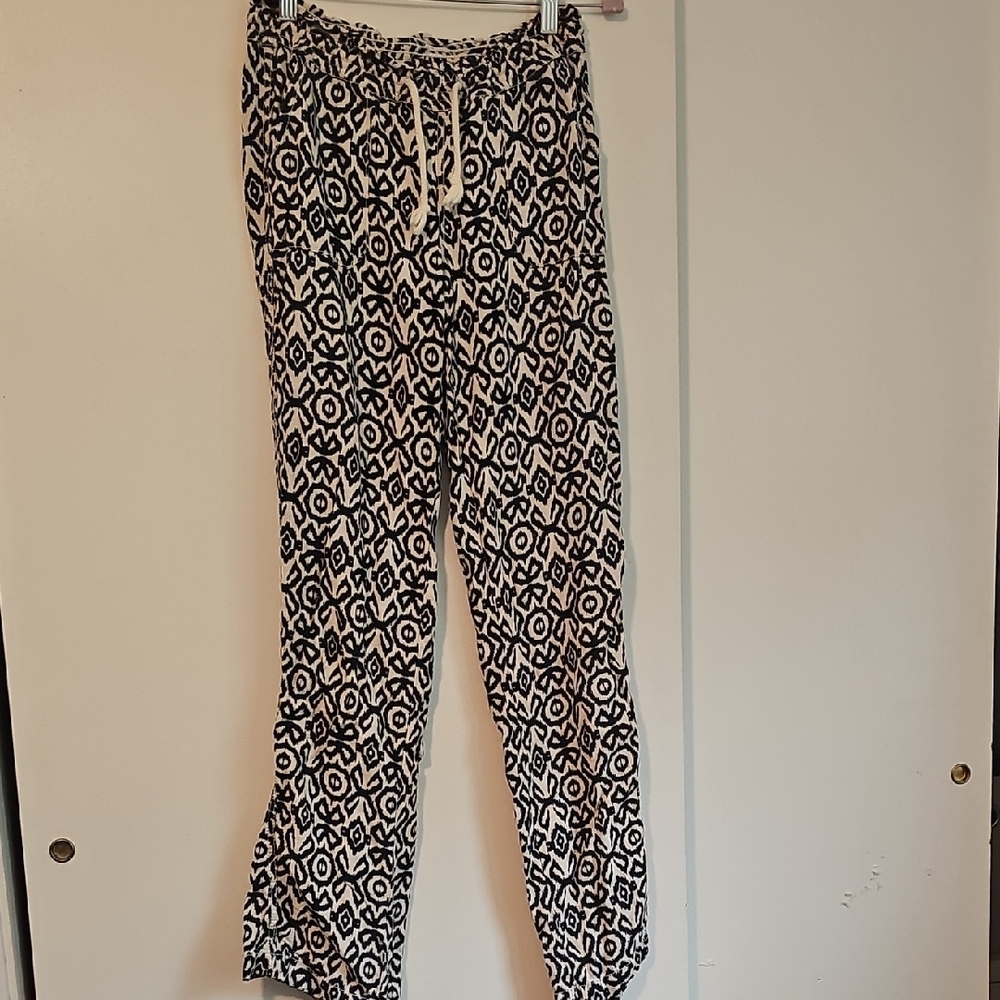 Black and White Geometric Boot Cut Pants